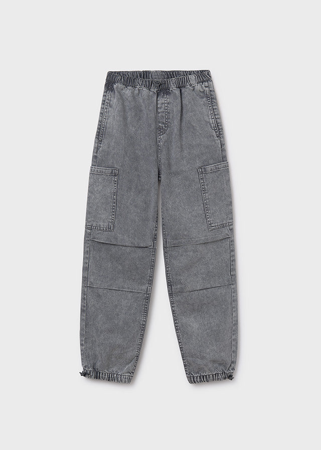 Spodnie denim cargo - Grey acid