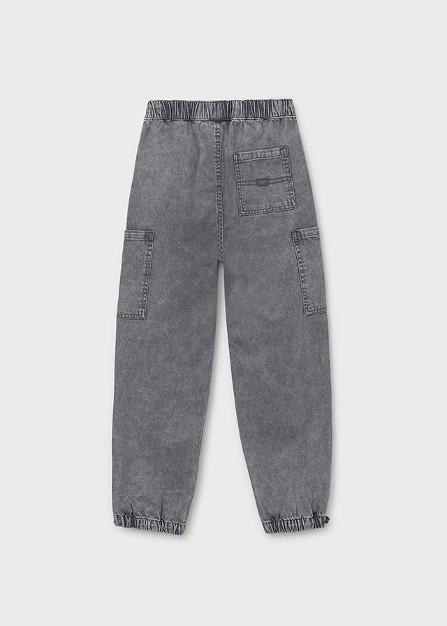 Spodnie denim cargo - Grey acid