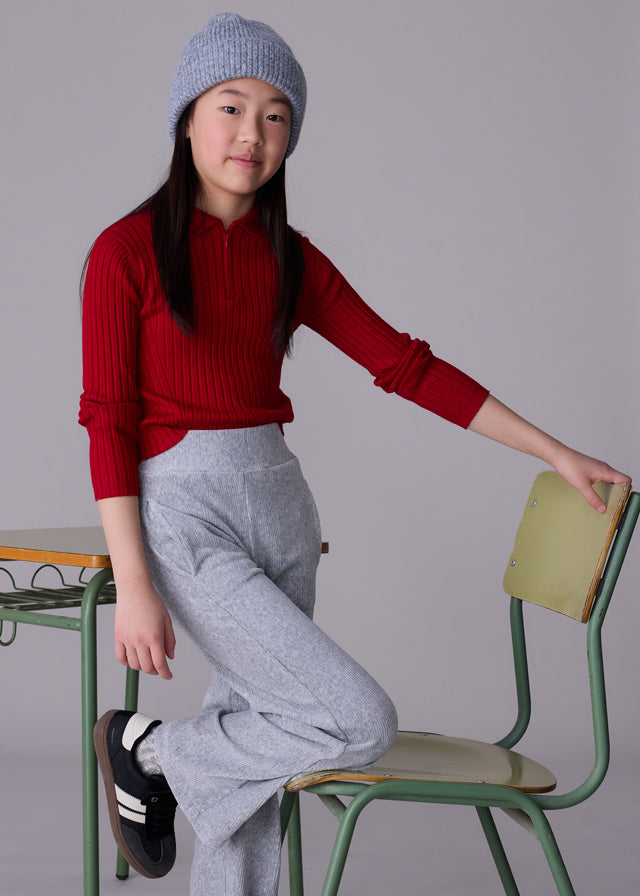 Długie spodnie sztruksowe - Srebrny