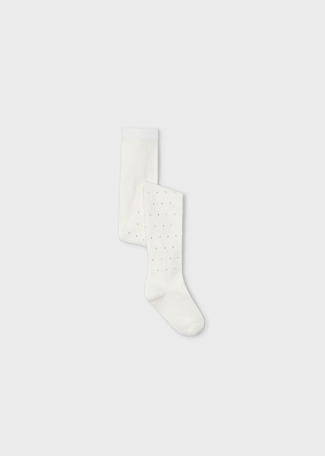 Rajstopy zdobione - Kremowy