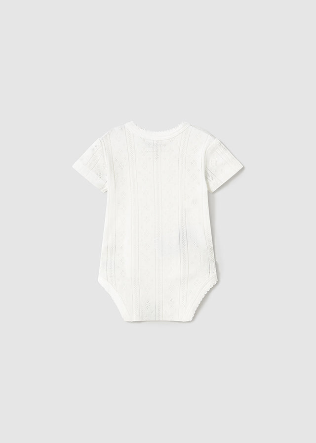 Body krótki rękaw z ażurem - Biały