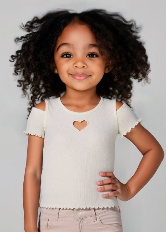 Koszulka krótki rękaw cut out - Kremowy