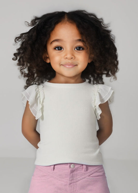 Koszulka krótki rękaw łączona - Kremowy