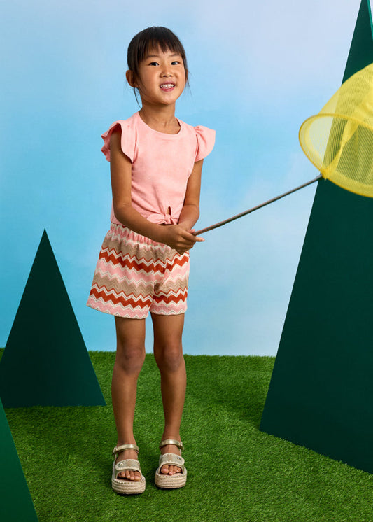 Komplet z szortami fantazja - Łososiowy