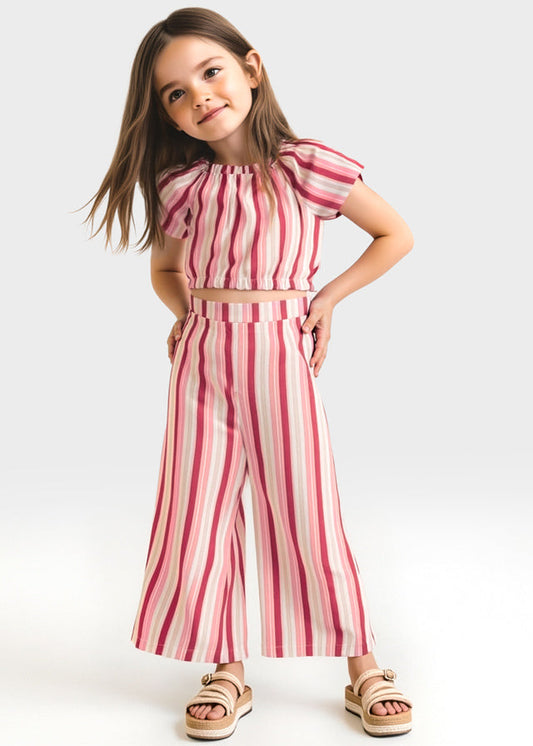 Komplet spodnie długie paski - Łososiowy