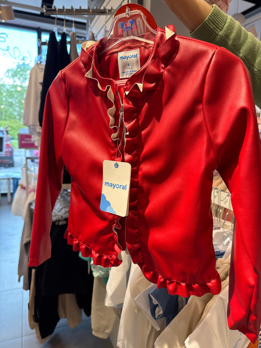 Kurtka Falbanki Czerwony