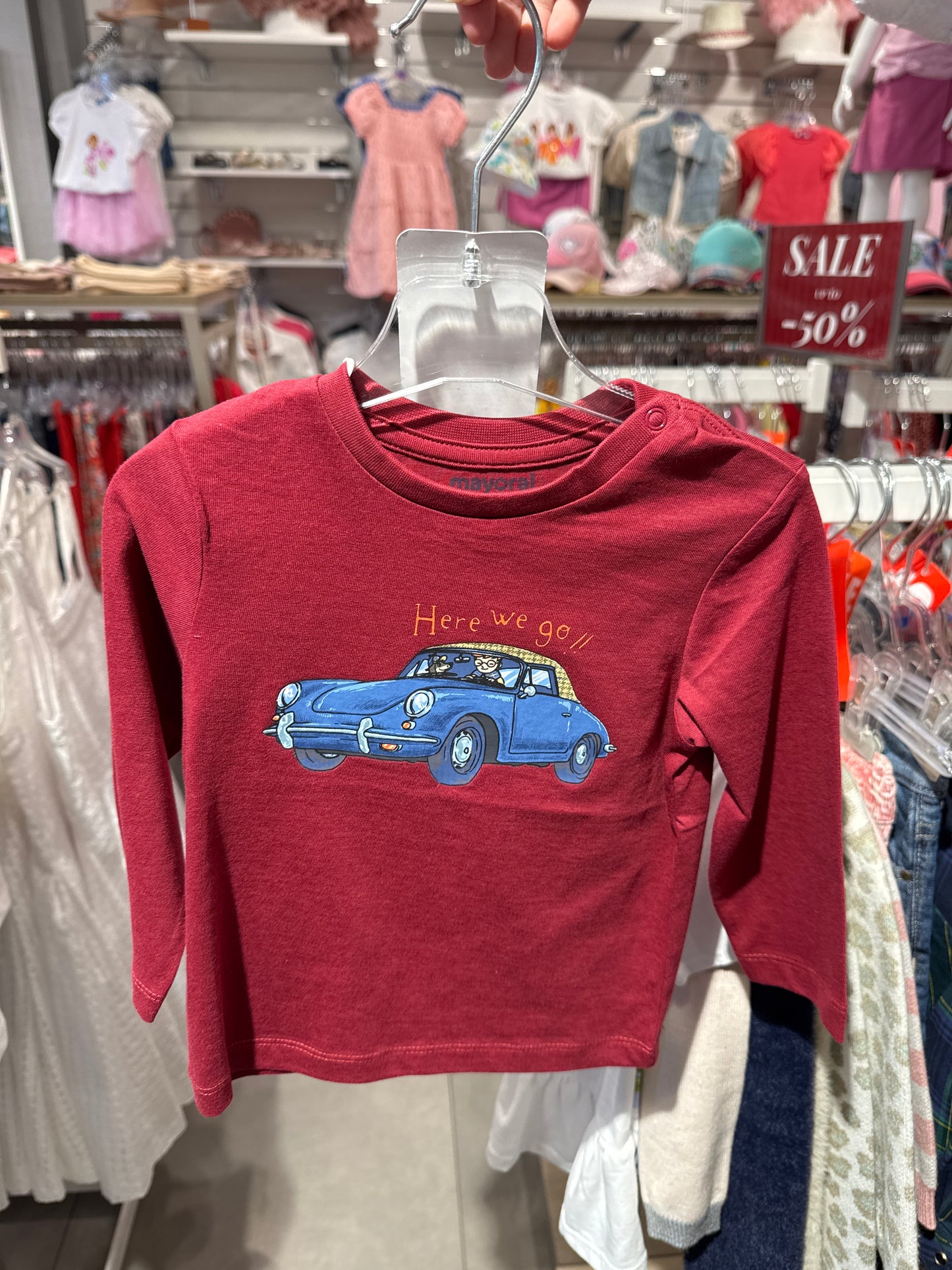 Koszulka D/R Samochód - Bordowy