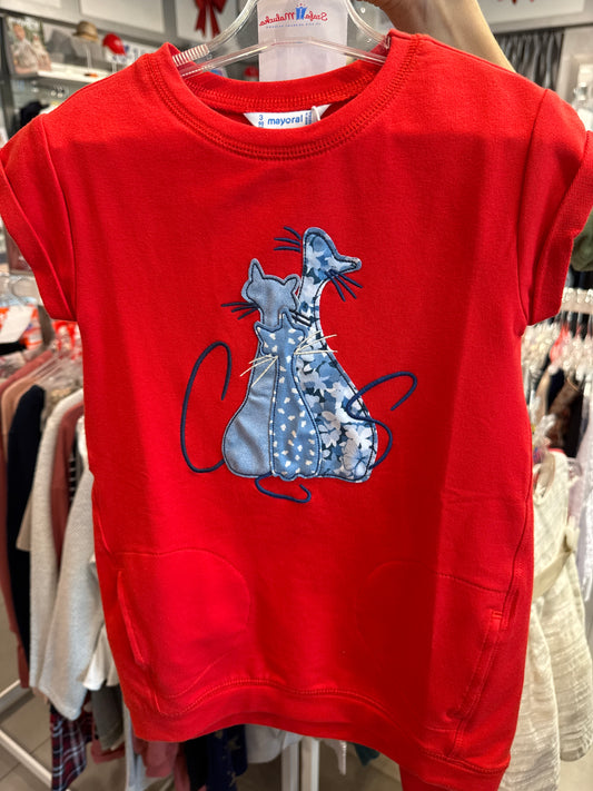 Sukienka Haftowana - Karminowy