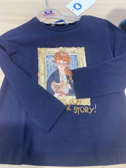 Koszulka D/R W Kratkę        Granatowy