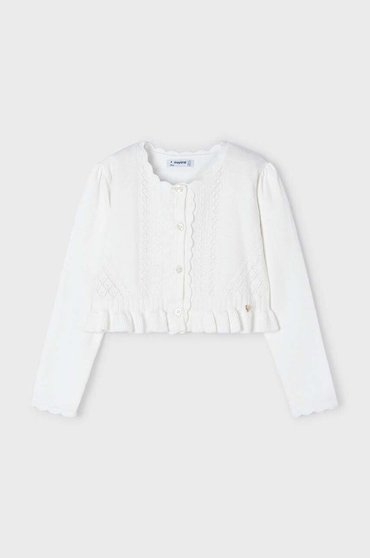 Sweter Rozpinany Dzianinowy Ażurowy - Kolor Kremowy