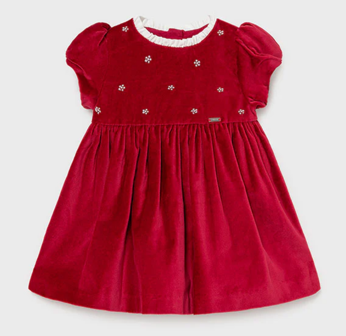 Sukienka Aksamitna Z Haftami Malina