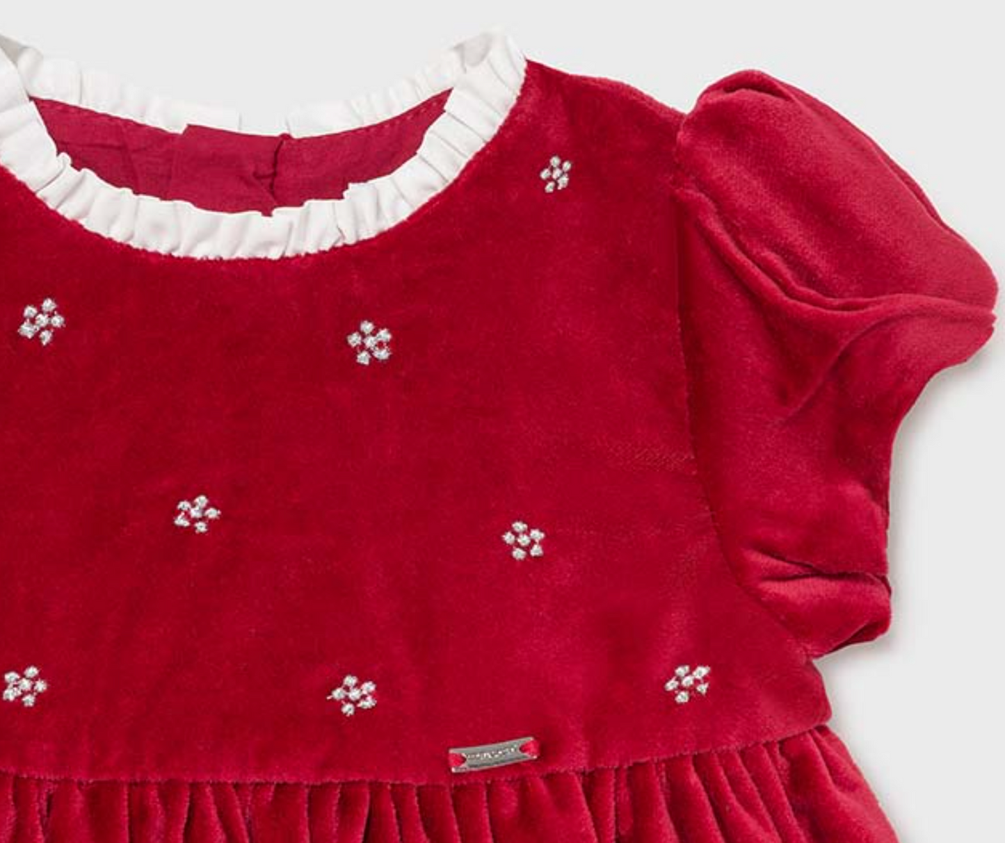 Sukienka Aksamitna Z Haftami Malina