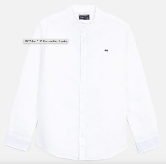 Koszula długi rękaw len stójka