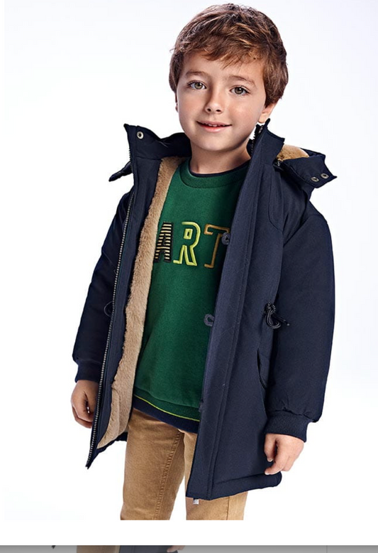 Parka Podszewka Futerko Granatowy