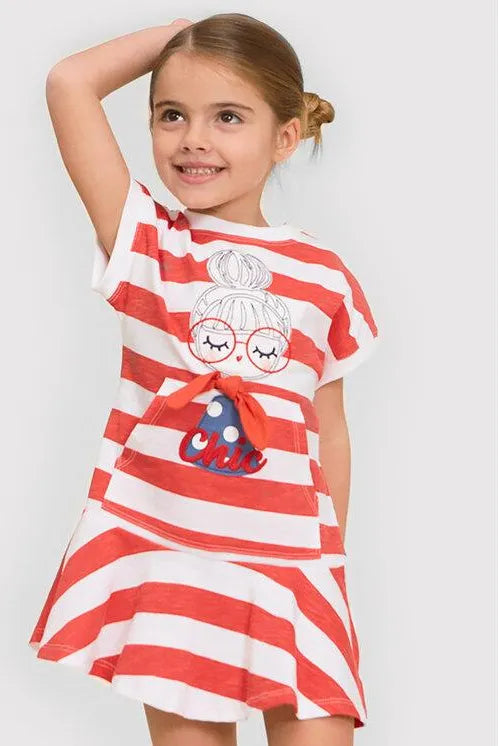 Sukienka Paski - Karminowy