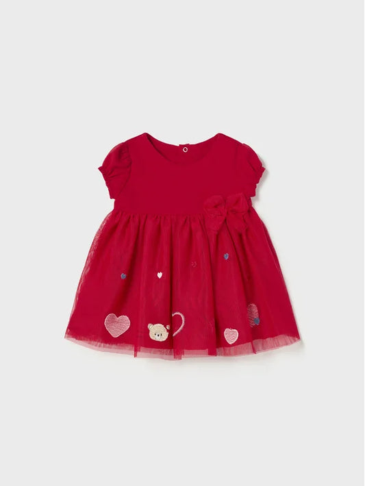 Sukienka Łączona Tiul - Kolor Czerwony