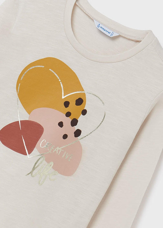 Koszulka D/R Grafika - Beżowy