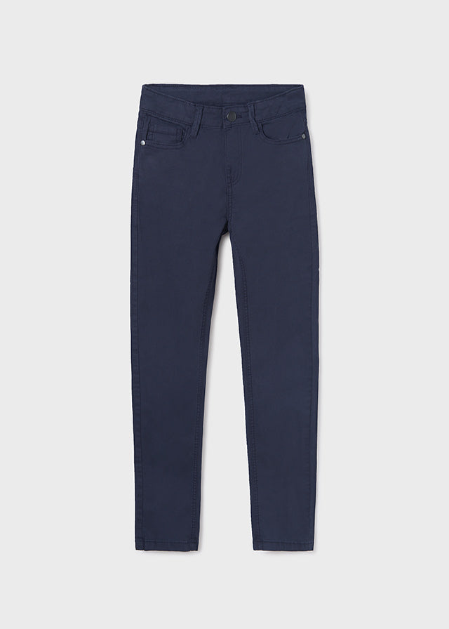 Spodnie 5 kieszeni slim fit basic - kolor Granatowy