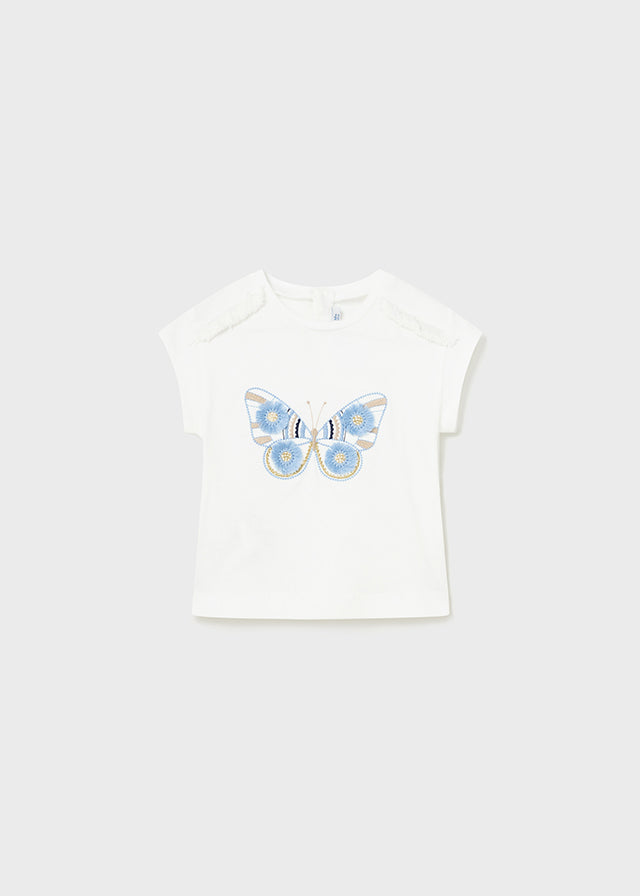 Koszulka krótki rękaw motylek - kolor Biało-granatowy