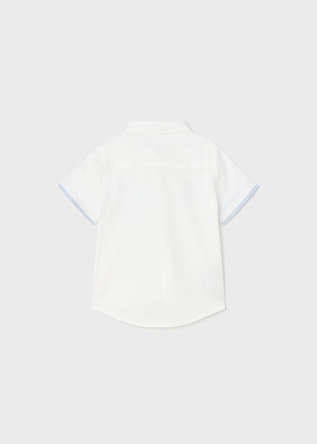 Koszula krótki rękaw gładka detale - kolor Biały