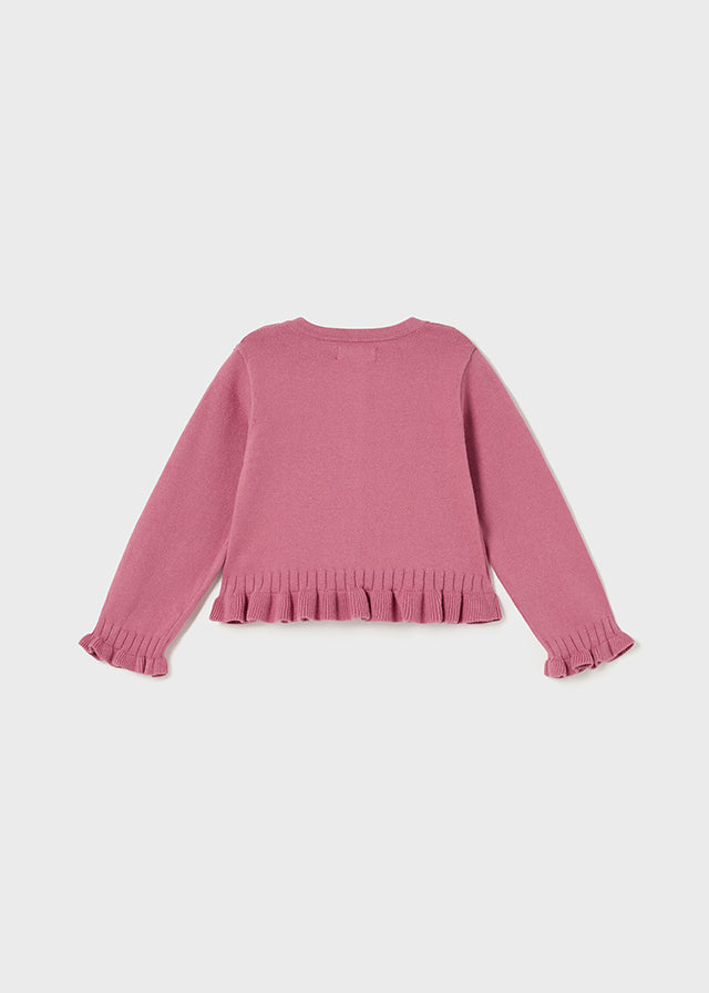 Sweter rozpinany dzianina - kolor Pąsowy