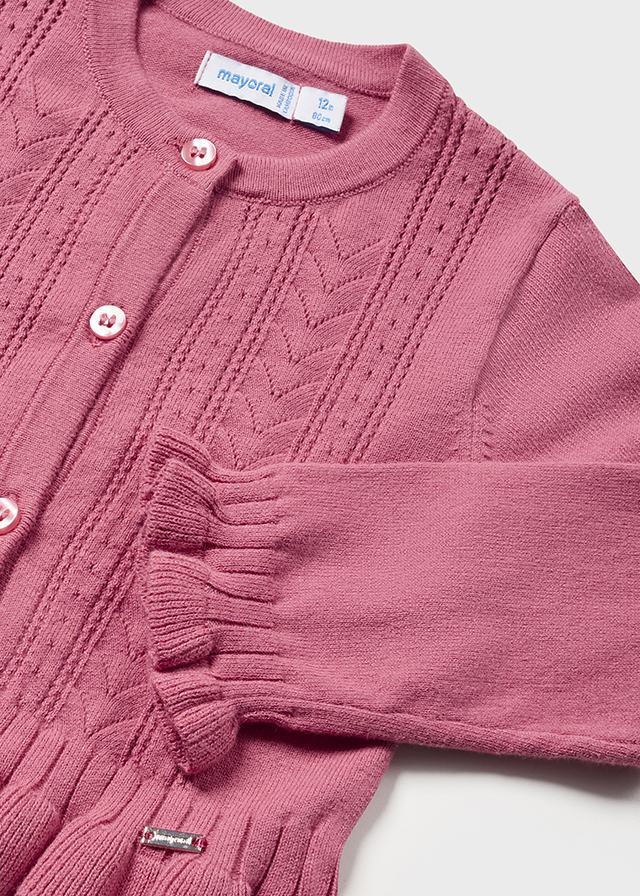 Sweter rozpinany dzianina - kolor Pąsowy
