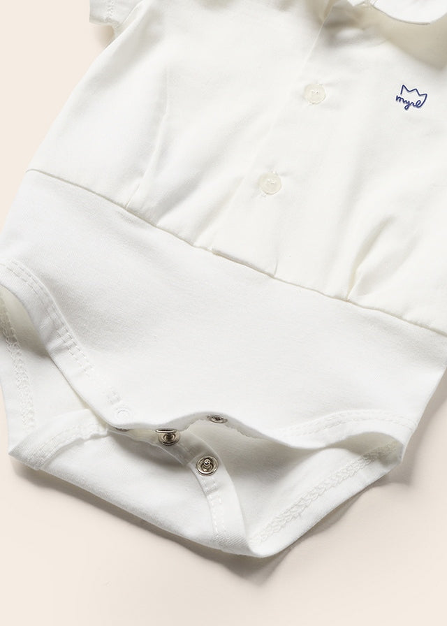Body koszulowe krótki rękaw łączone - kolor Biały