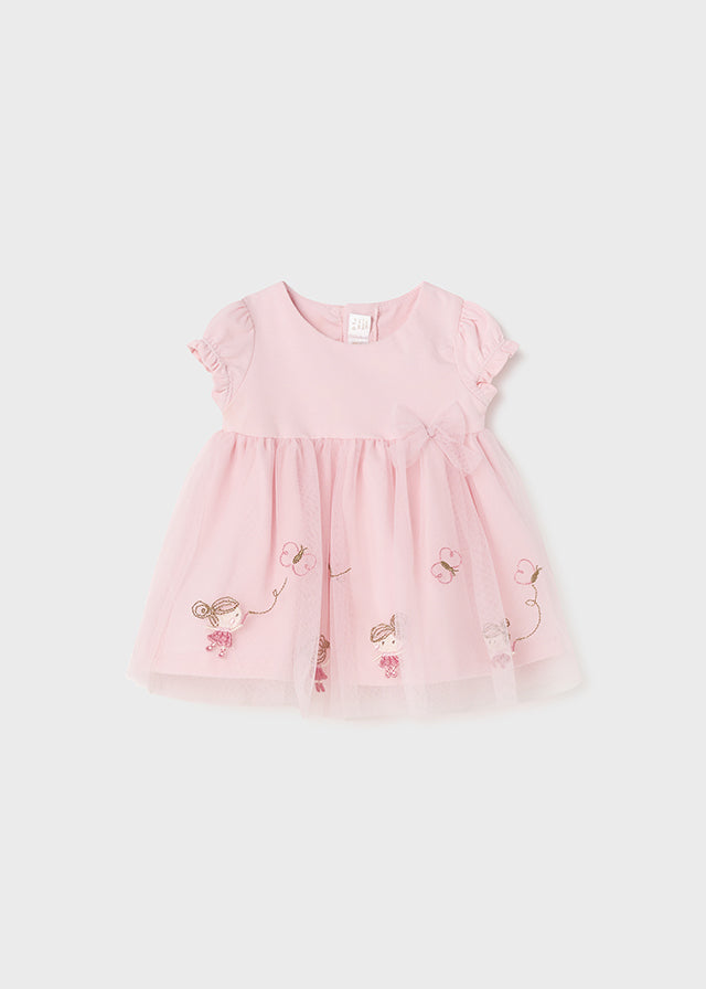 Sukienka łączona tiul - kolor Róż baby