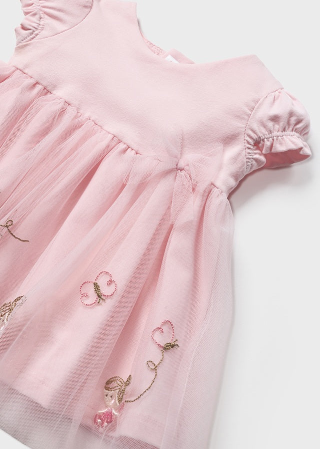 Sukienka łączona tiul - kolor Róż baby