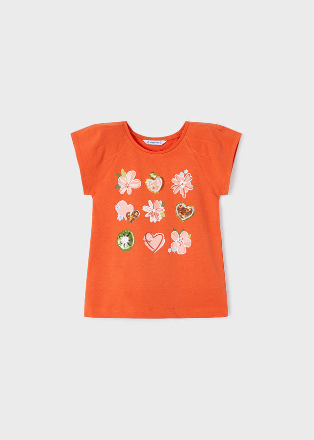 Koszulka krótki rękaw aplikacje - kolor Pomarańczowy