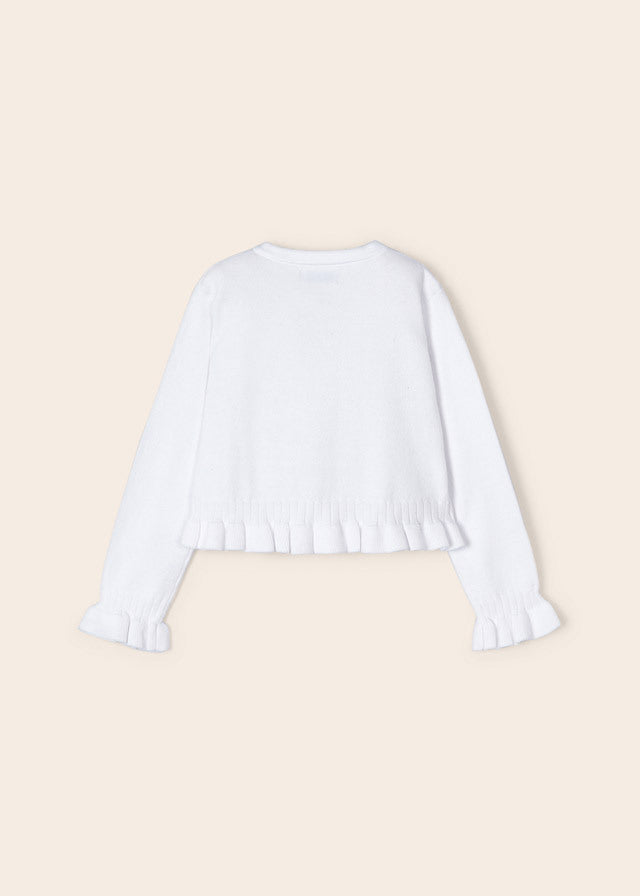 Sweter rozpinany dzianinowy ażurowy - kolor Biały