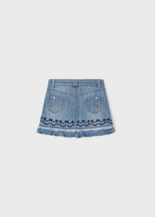 Spódnica jeans z haftem - kolor Jasny
