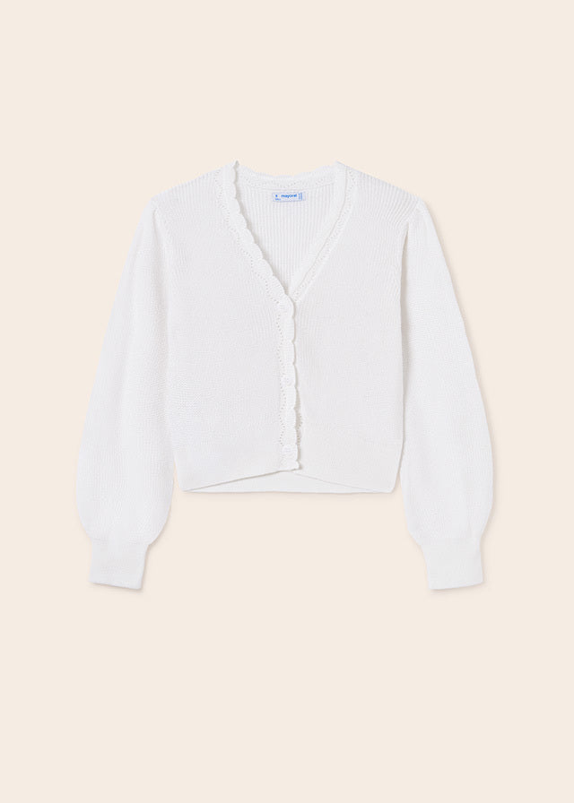 Sweter rozpinany dzianina - kolor Biały
