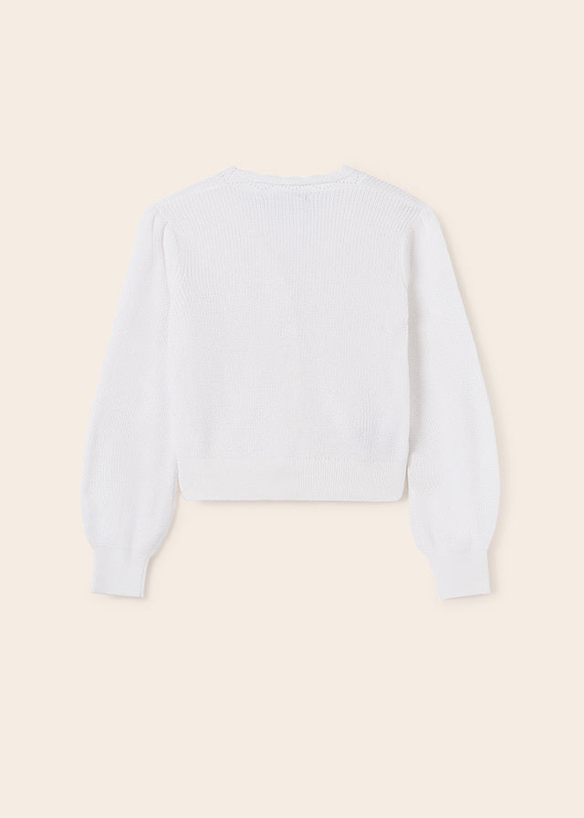Sweter rozpinany dzianina - kolor Biały