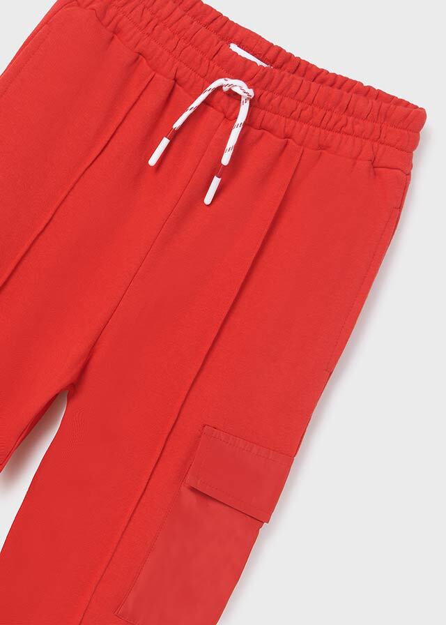 Spodnie cropped dzianina - kolor Czerwony